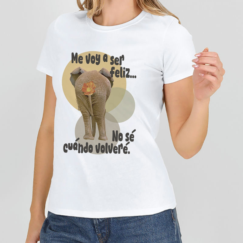 Camiseta Mujer Elefante Feliz